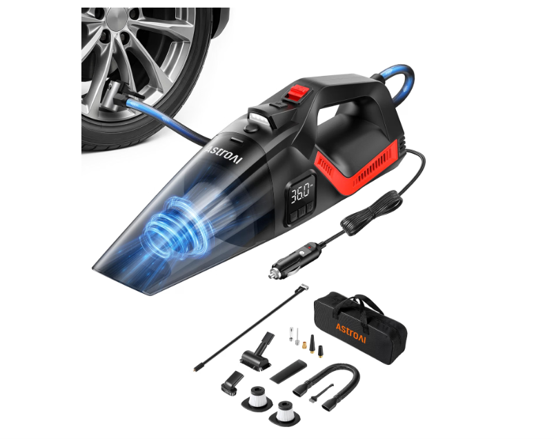 AstroAI 4-in-1 12V Car Vacuum with included accessories